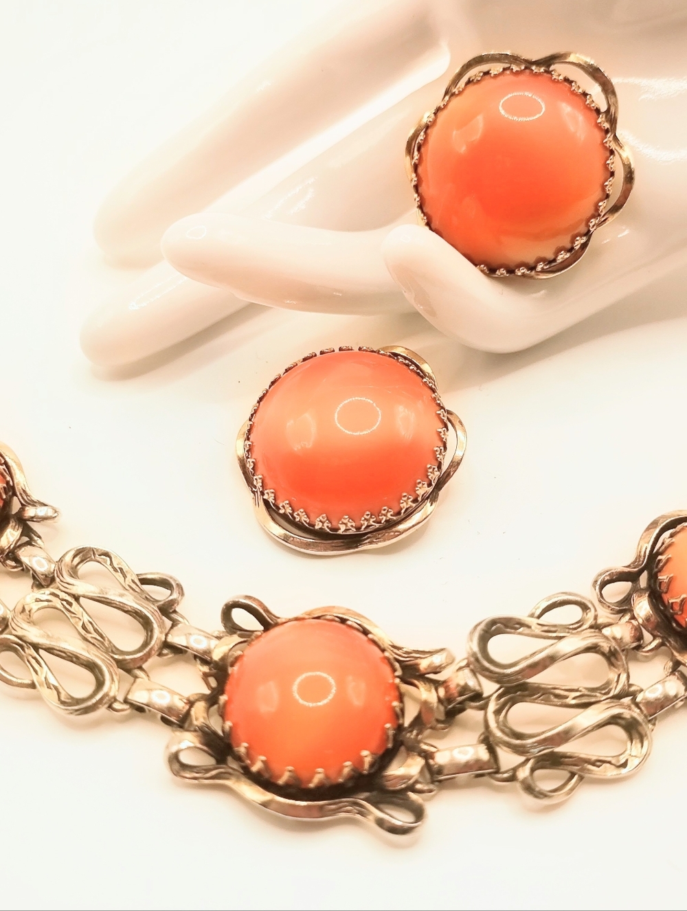 Vintage Schiaparelli Art Deco Bracelet Earring Set